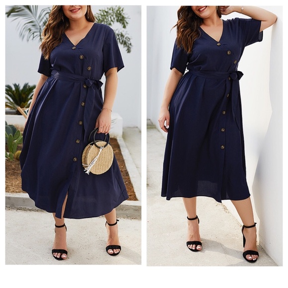 ➕Navy Button Dress - Picture 4 of 4